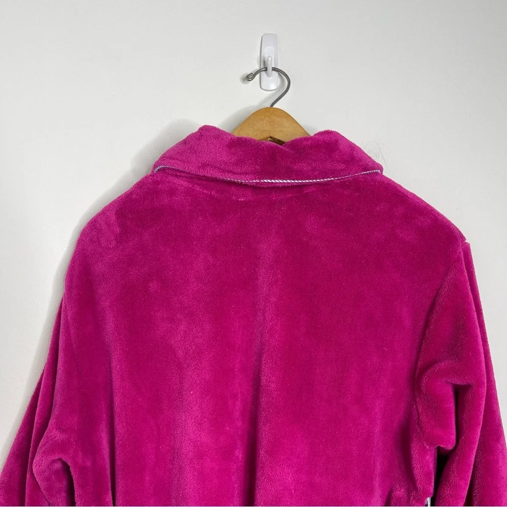 TOMMY HILFIGER Hot Pink Robe Fleece Embroidered Logo Size L/XL Preppy